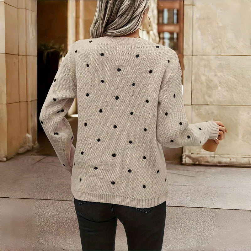 Women's Cozy Dot-Print Sweater, Relaxed Fit | Delicate Dotted Pattern, Soft Breathable Knit | 4 Colorways | S–XL