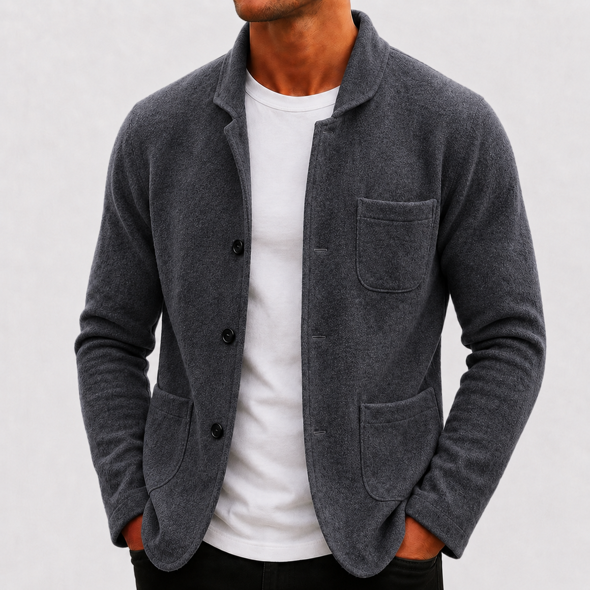 Kiel Mens Slim Fit Knit Cardigan in Black