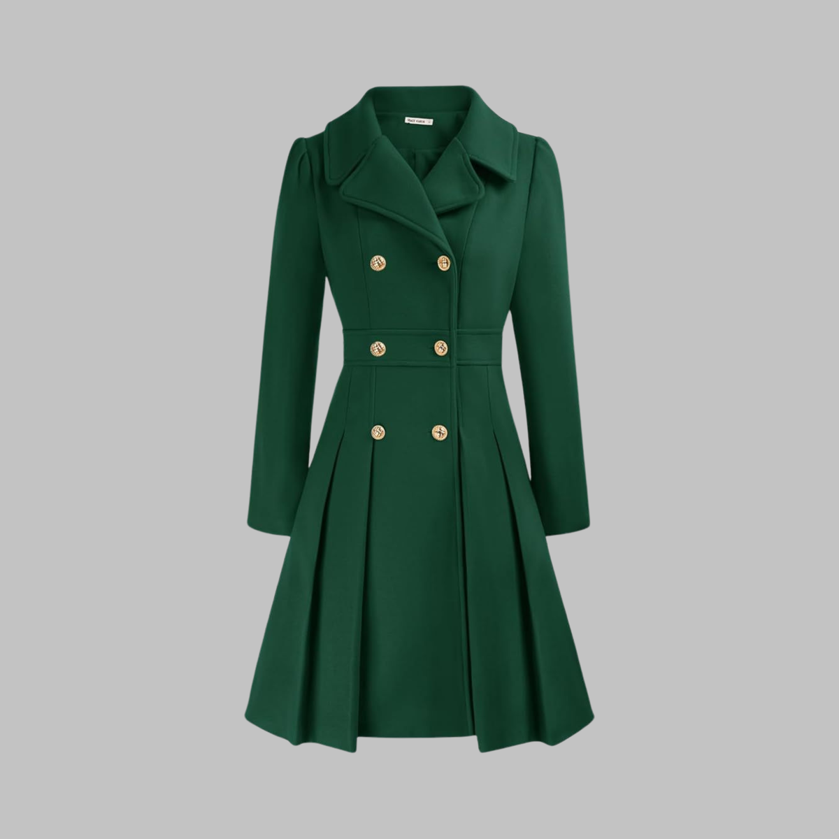 Dami Womens Double Button Coat with Long Sleeves in Teal