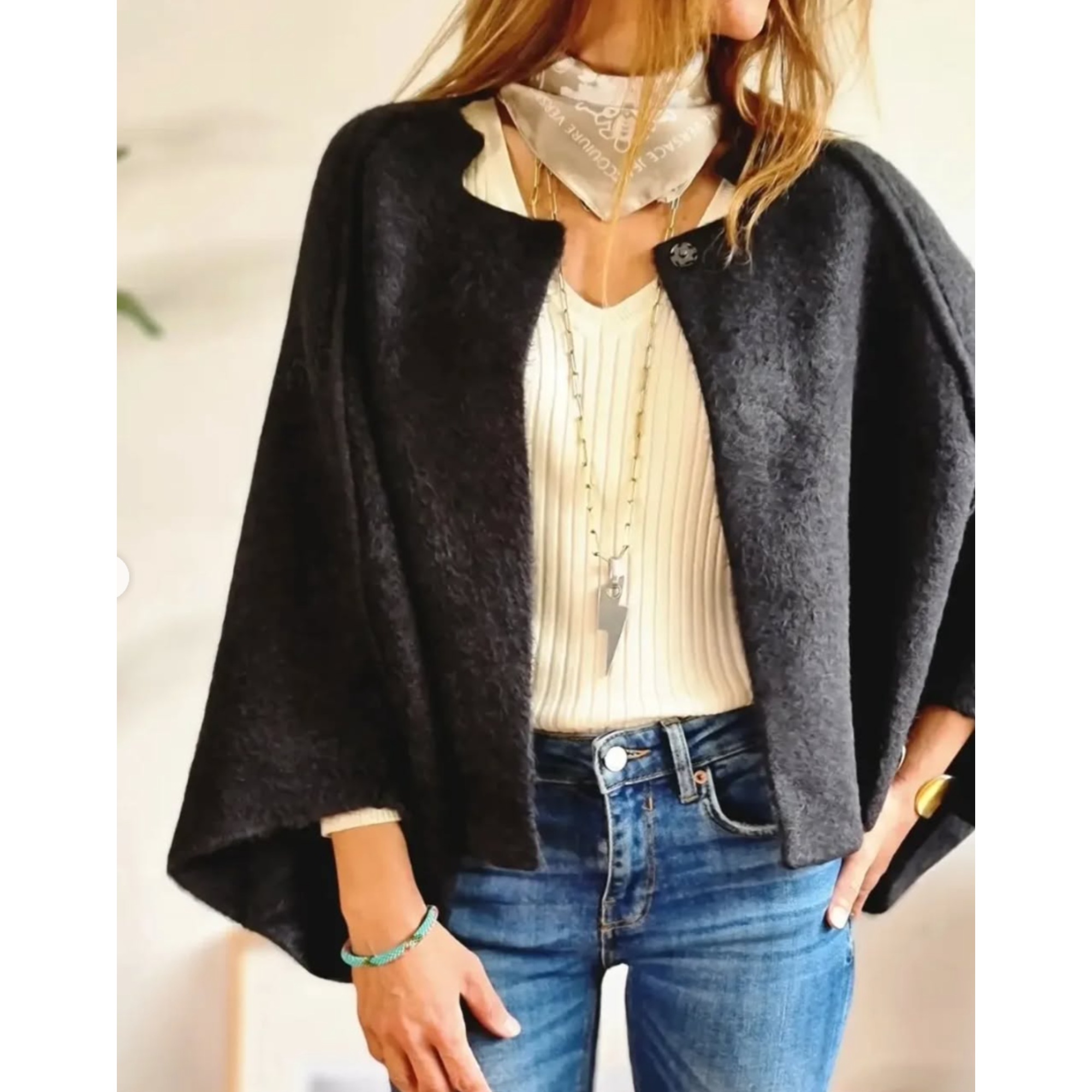 Women's Elegant Round-Neck Coat, Long Sleeve | Timeless Silhouette, Sophisticated Cut | Beige, Black or Red | S–5XL