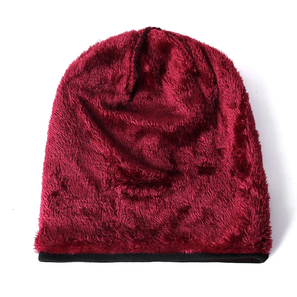 Alex Unisex Herringbone Knit Beanie with Faux Fur Lining