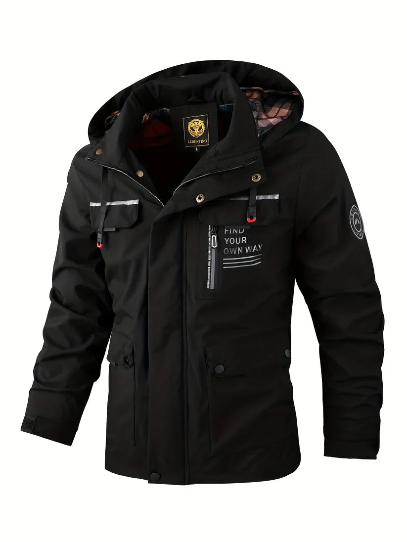 Glen Mens Waterproof Winter Jacket with Hood in Black