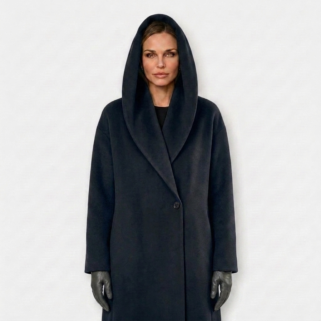Women’s Hooded Coat – Oversized Thigh-Length Fit – Cozy Statement Style