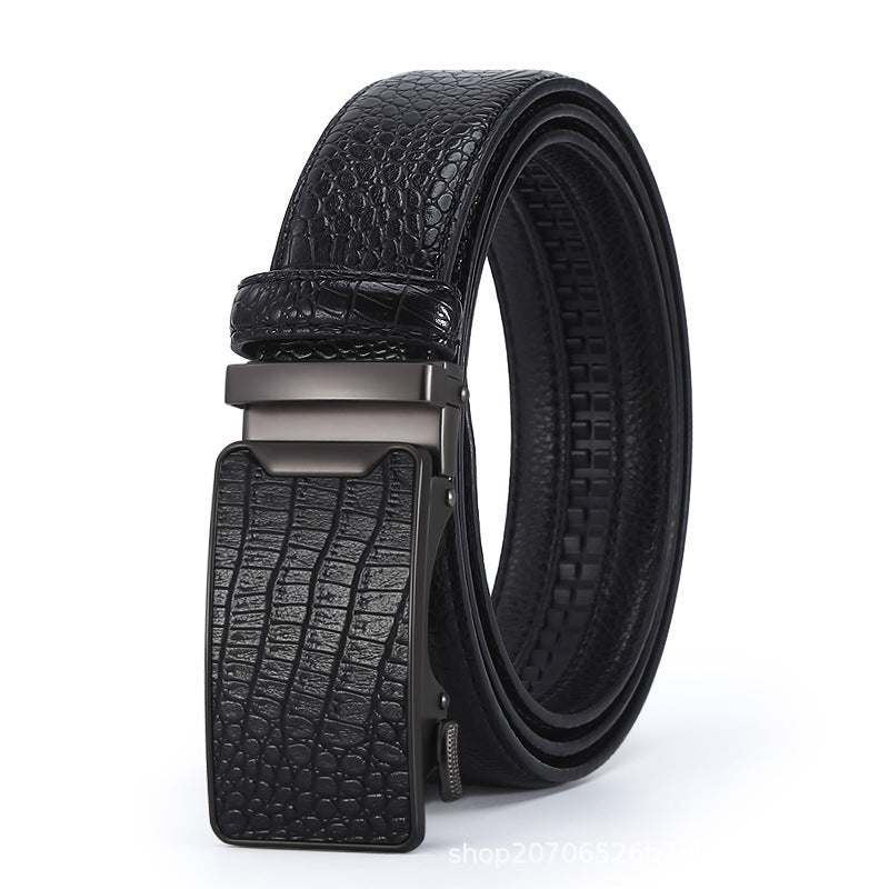 Savio™ | Men’s Crocodile Pattern Leather Belt – Automatic Buckle