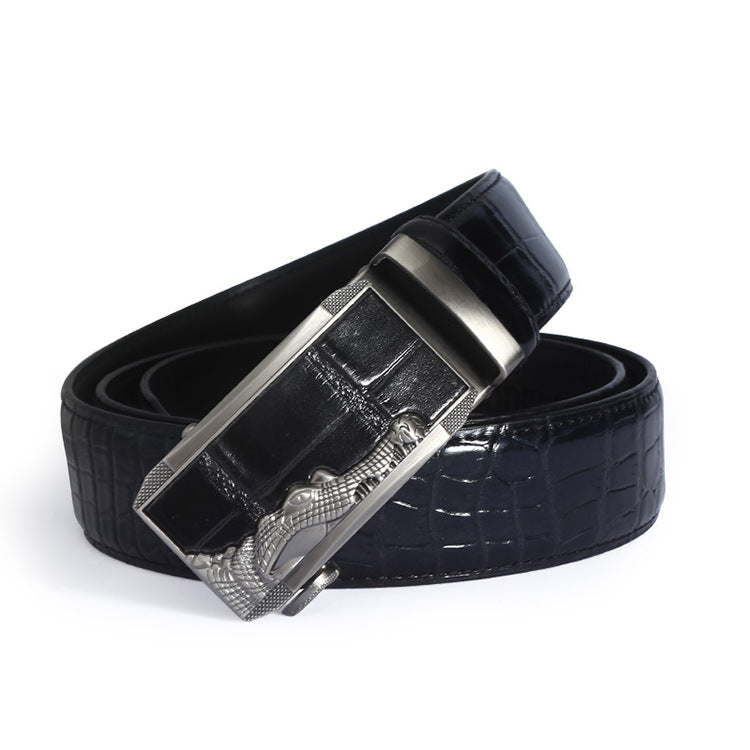Sinclair™ | Men’s Crocodile Pattern Leather Belt – Automatic Buckle