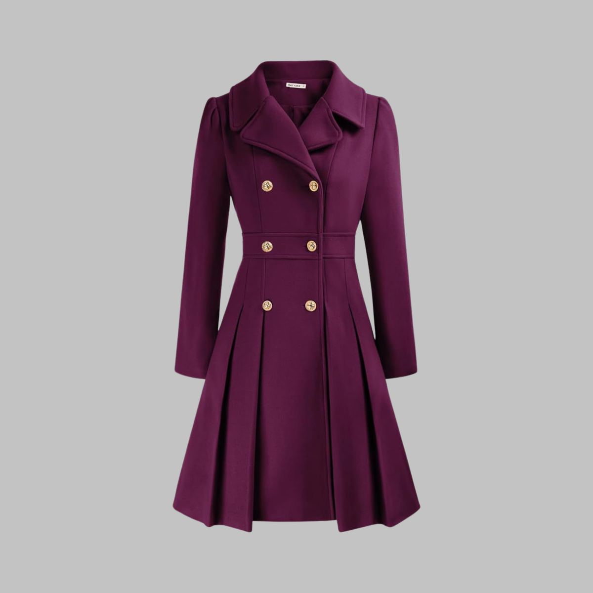 Dami Womens Double Button Coat with Long Sleeves in Purple