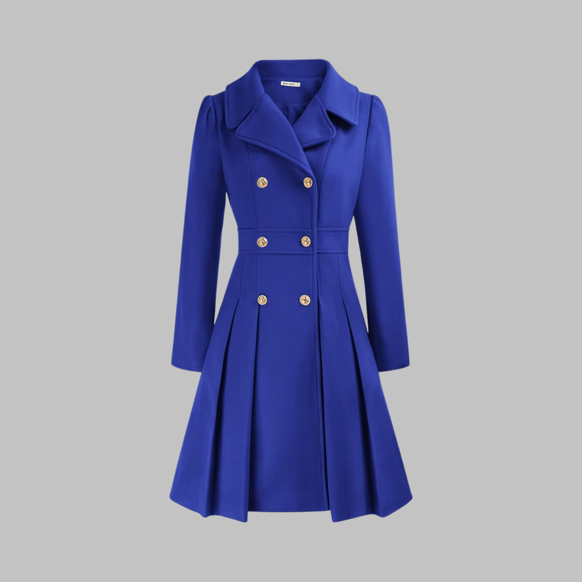 Dami Womens Double Button Coat with Long Sleeves in Royal Blue
