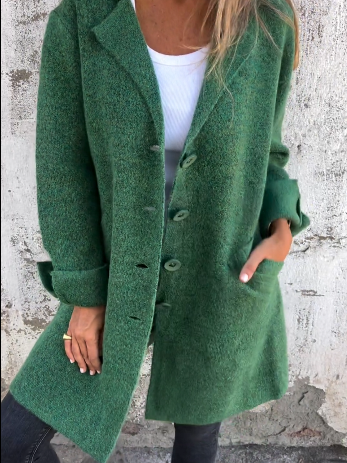 Betsy Womens Long Cardigan Sweater for Casual Wear in Green