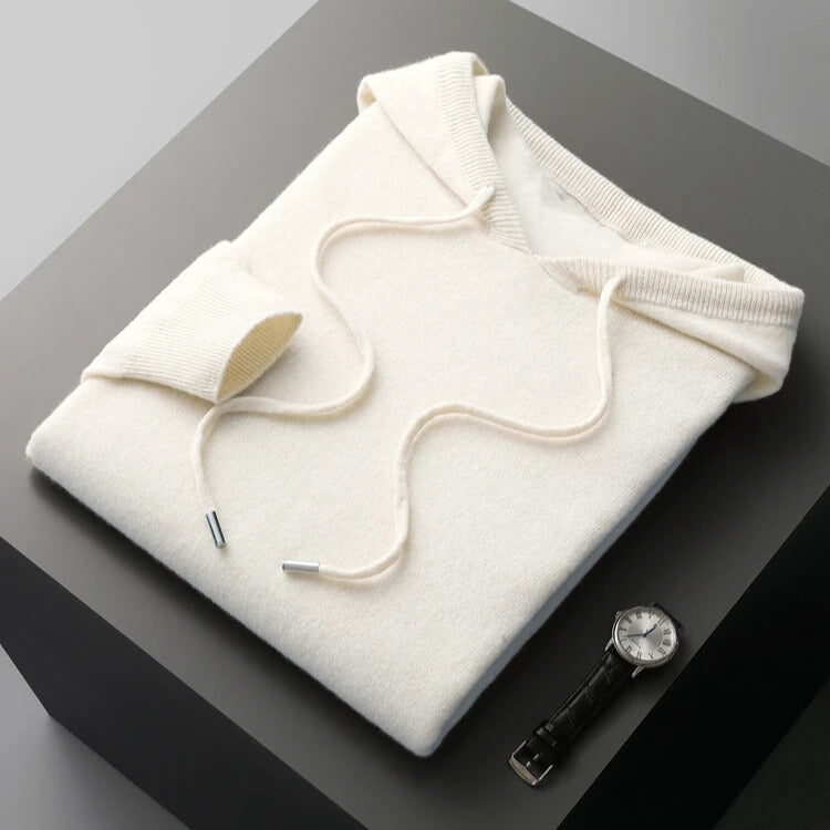 Luke Mens Merino Wool Hoodie in White