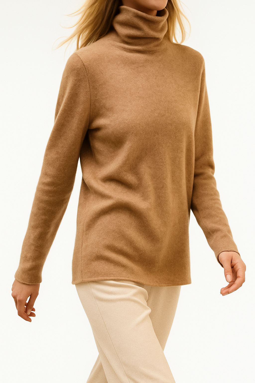 Victoria Womens Cashmere Blend Turtleneck Sweater, Slim Fit