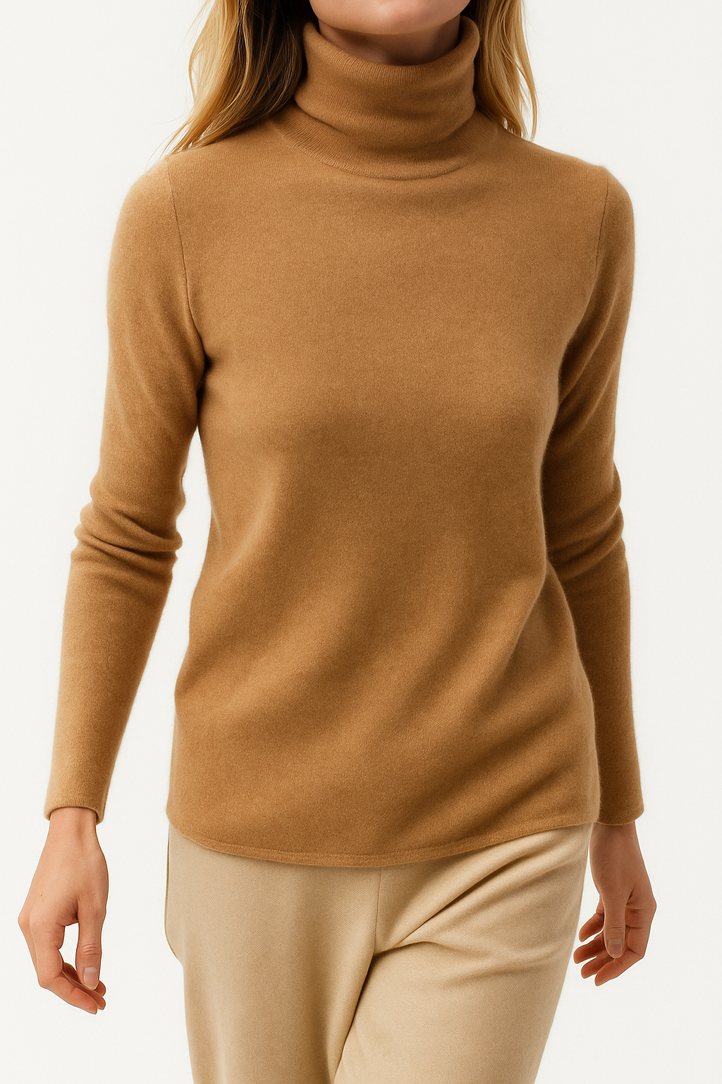 Victoria Womens Cashmere Blend Turtleneck Sweater, Slim Fit
