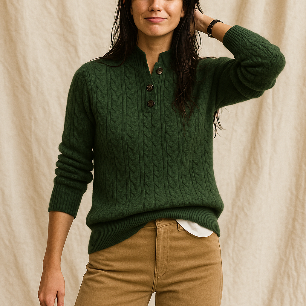 Arden Womens Button-Up Cable Knit Sweater