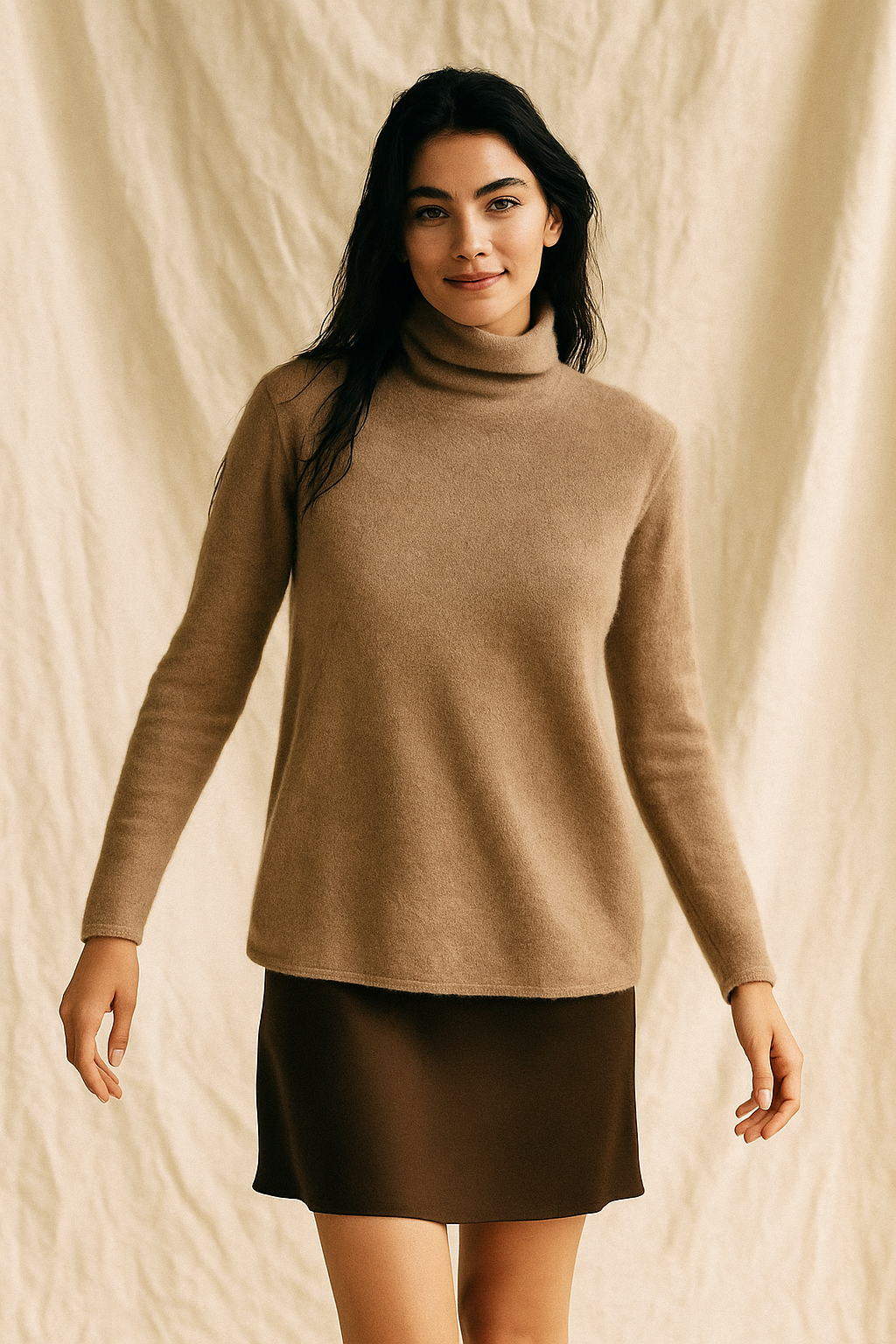 Victoria Womens Cashmere Blend Turtleneck Sweater, Slim Fit