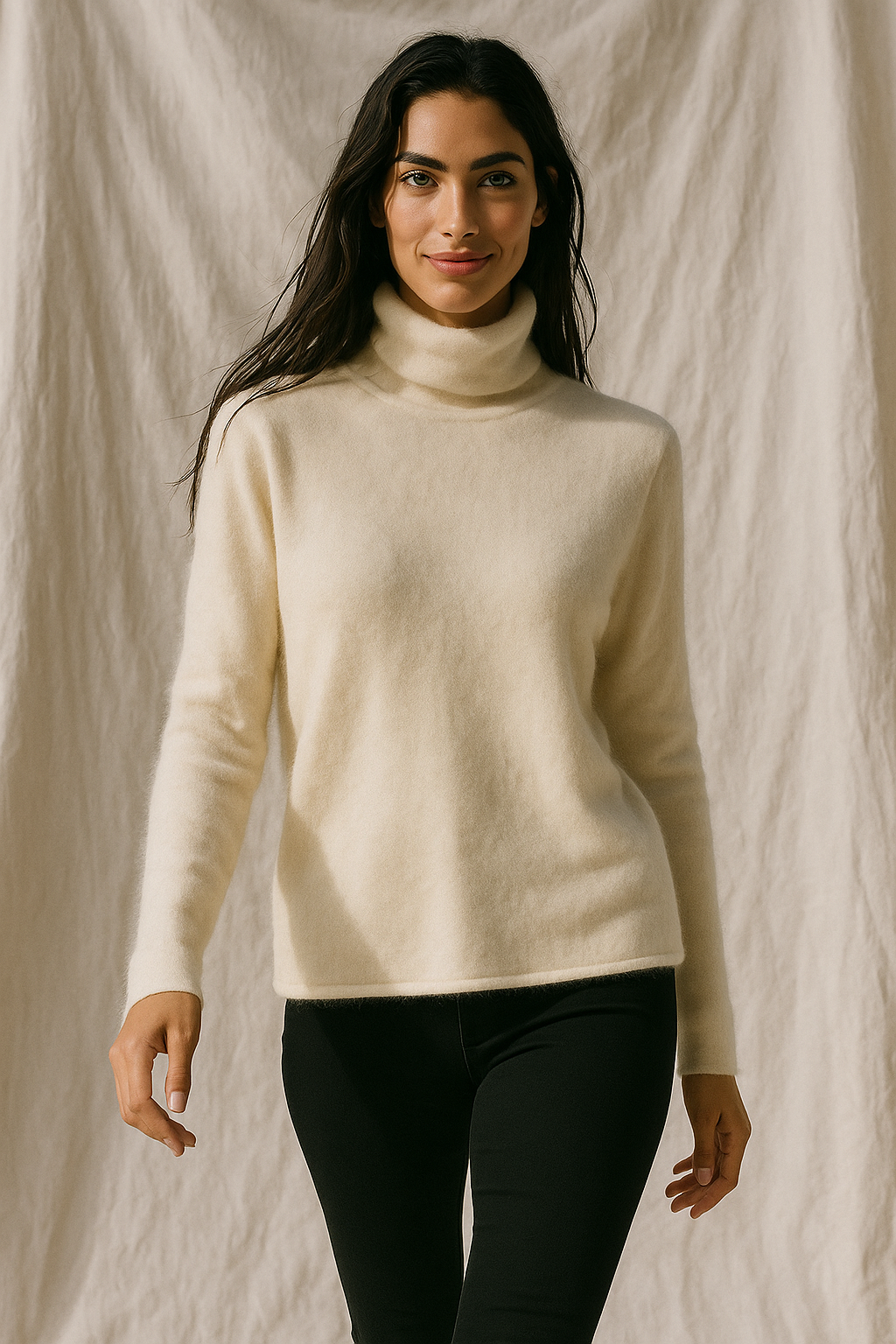 Victoria Womens Cashmere Blend Turtleneck Sweater, Slim Fit