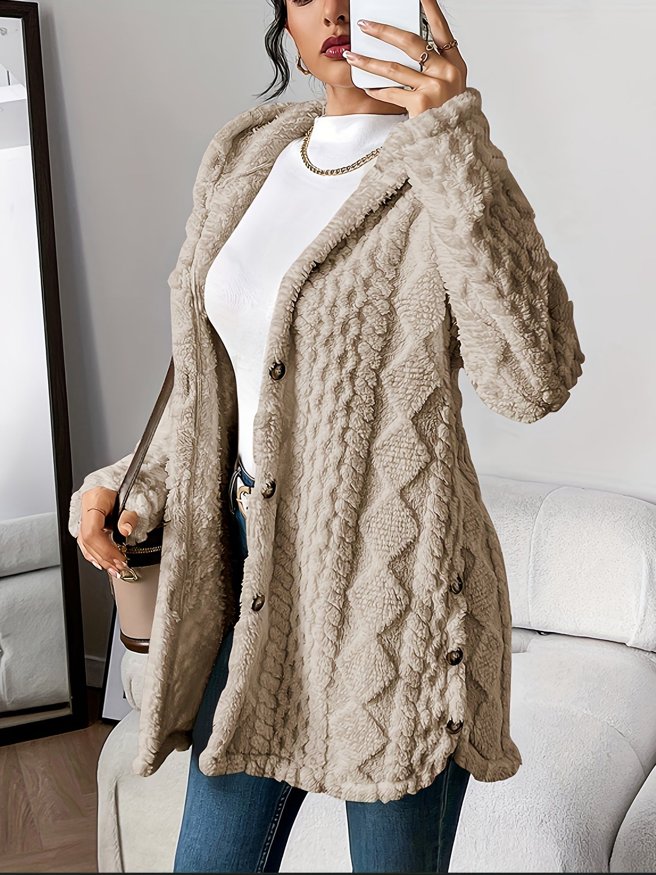 Women's Plush Hooded Cardigan, Ultra-Soft Layer | Roomy Hood, Relaxed Draped Everyday Fit | 8 Colorways | S–2XL