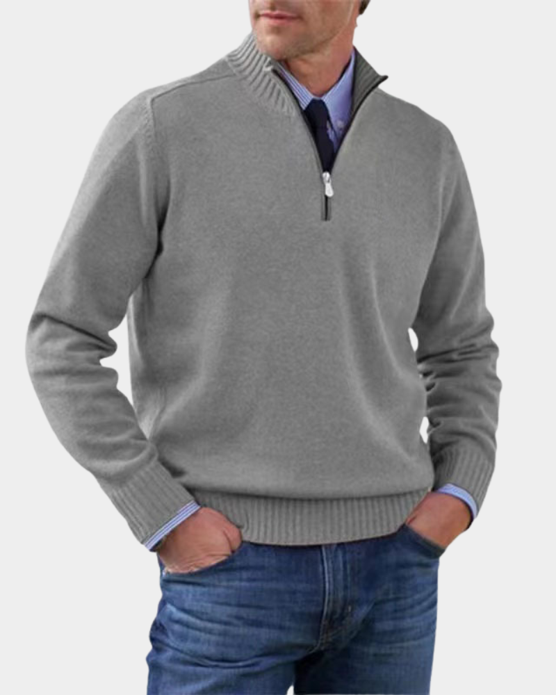 Hezron Mens Zip-Up Sweater, Lightweight Warmth in Gray
