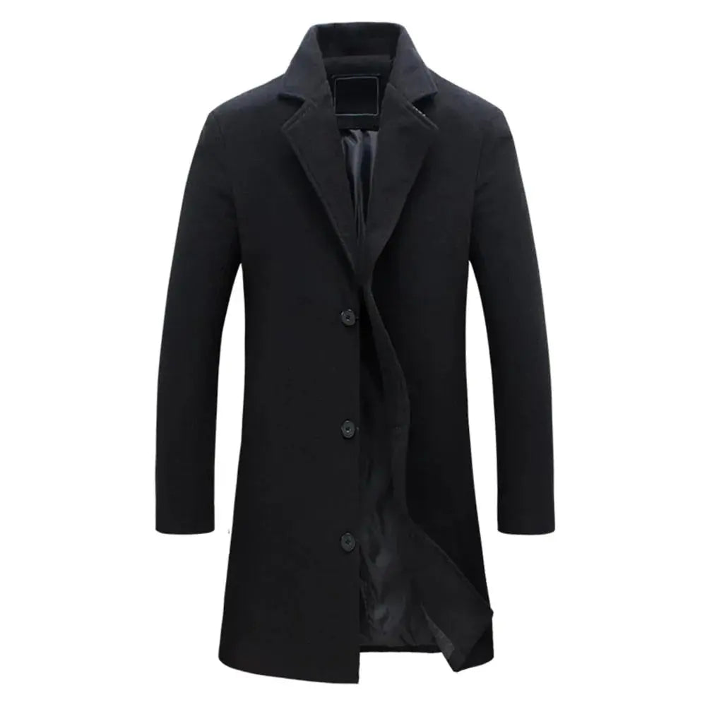 Leo Mens Overcoat Full-Length Winter Coat with Straight Cut