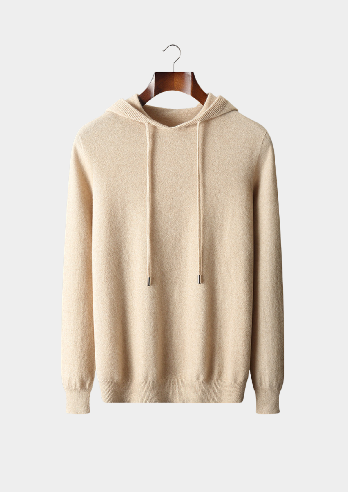Drew Mens Cashmere Hooded Sweater in Sand