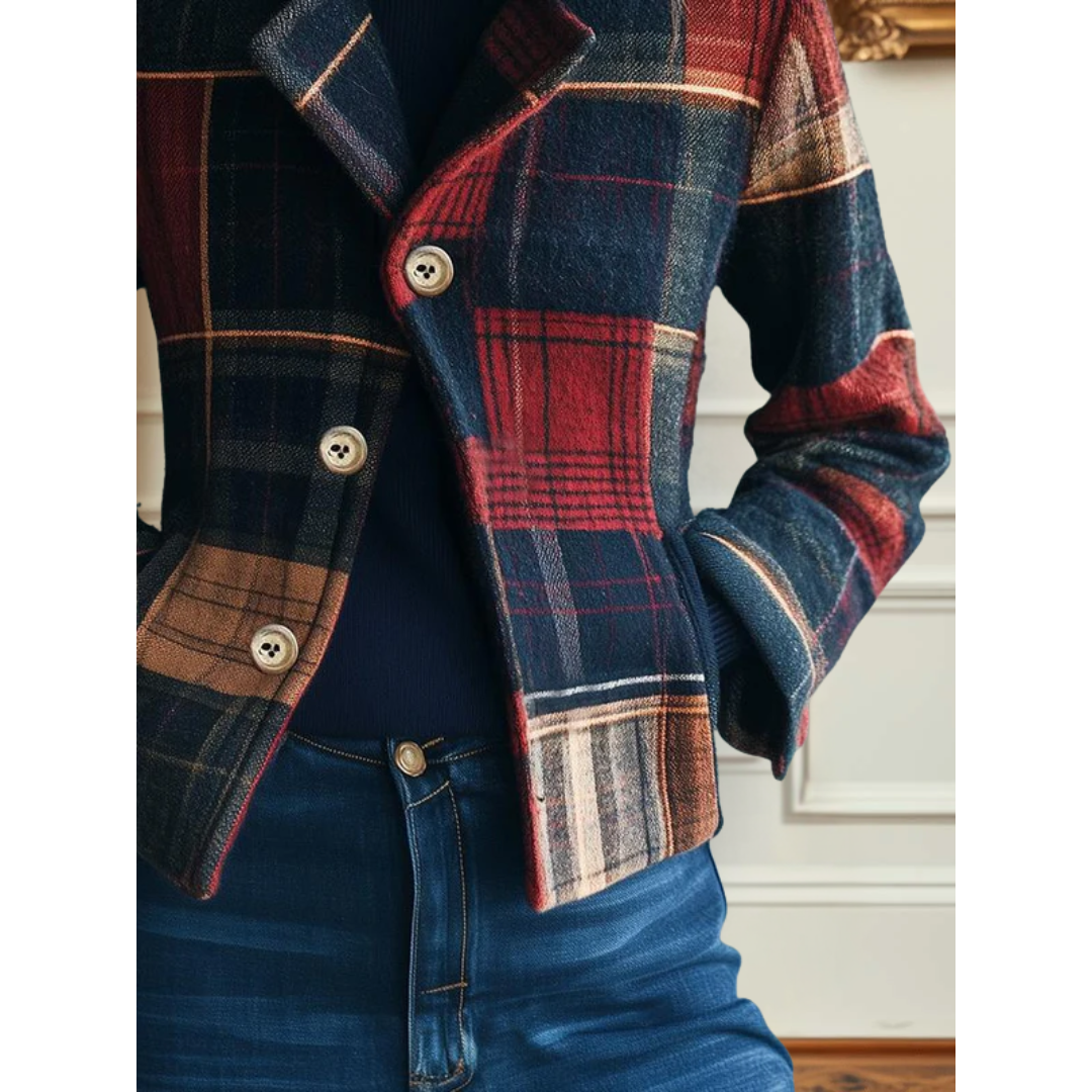Women's Classic Plaid Jacket, Structured Cut | Timeless Check Pattern, Layer-Ready Fit | Multicolor | S–3XL