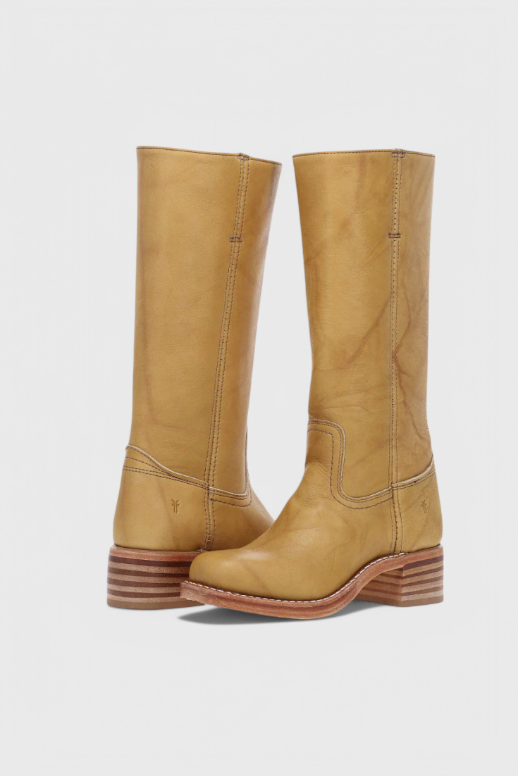 Clara Womens Knee High Boots in PU Leather in Yellow