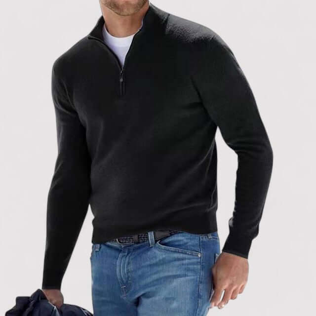 Jacob Mens Half-Zip Sweater, Lightweight Warmth in Black