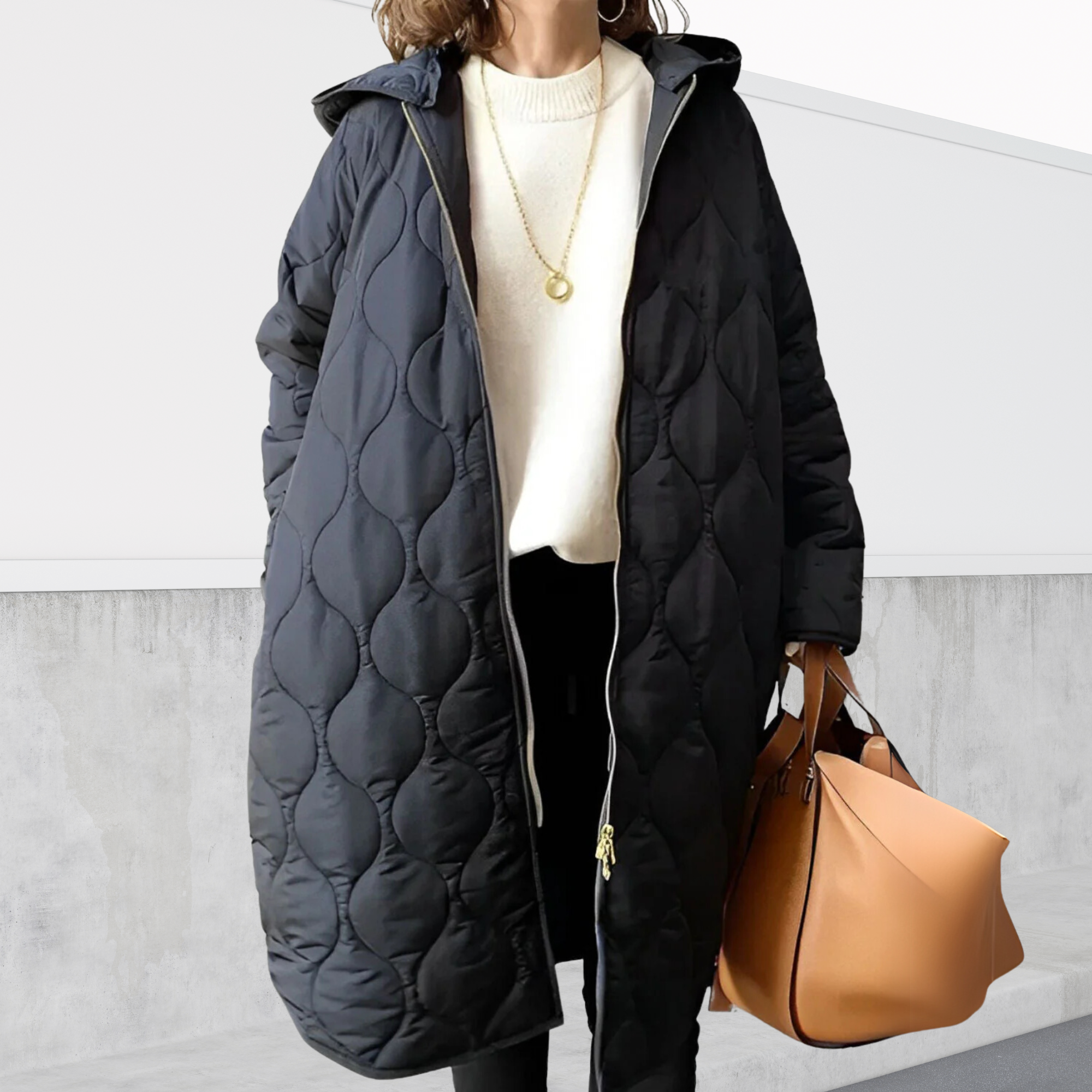 Women's Oversized Hooded Parka, Argyle Detail | Weather-Resistant Warmth, Protective Hood | 4 Colorways | One Size
