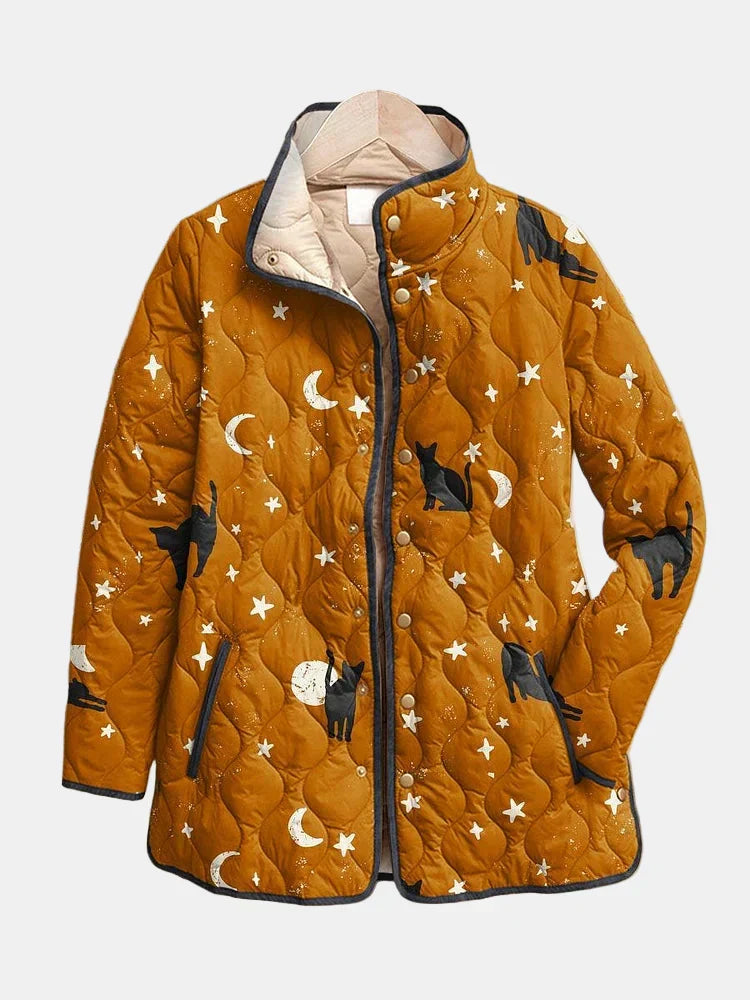 Women's Casual Quilted Jacket, Solid Orange | Classic Quilting, Insulated Relaxed Fit | Orange | S–3XL