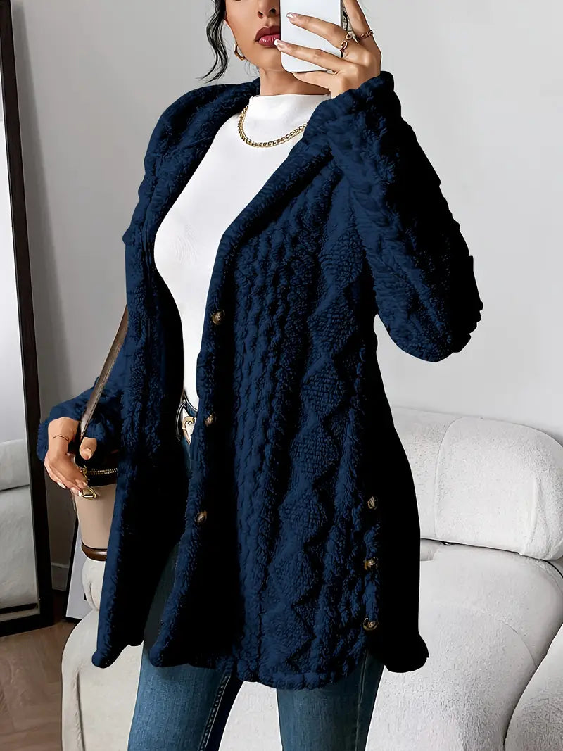Women's Plush Hooded Cardigan, Ultra-Soft Layer | Roomy Hood, Relaxed Draped Everyday Fit | 8 Colorways | S–2XL