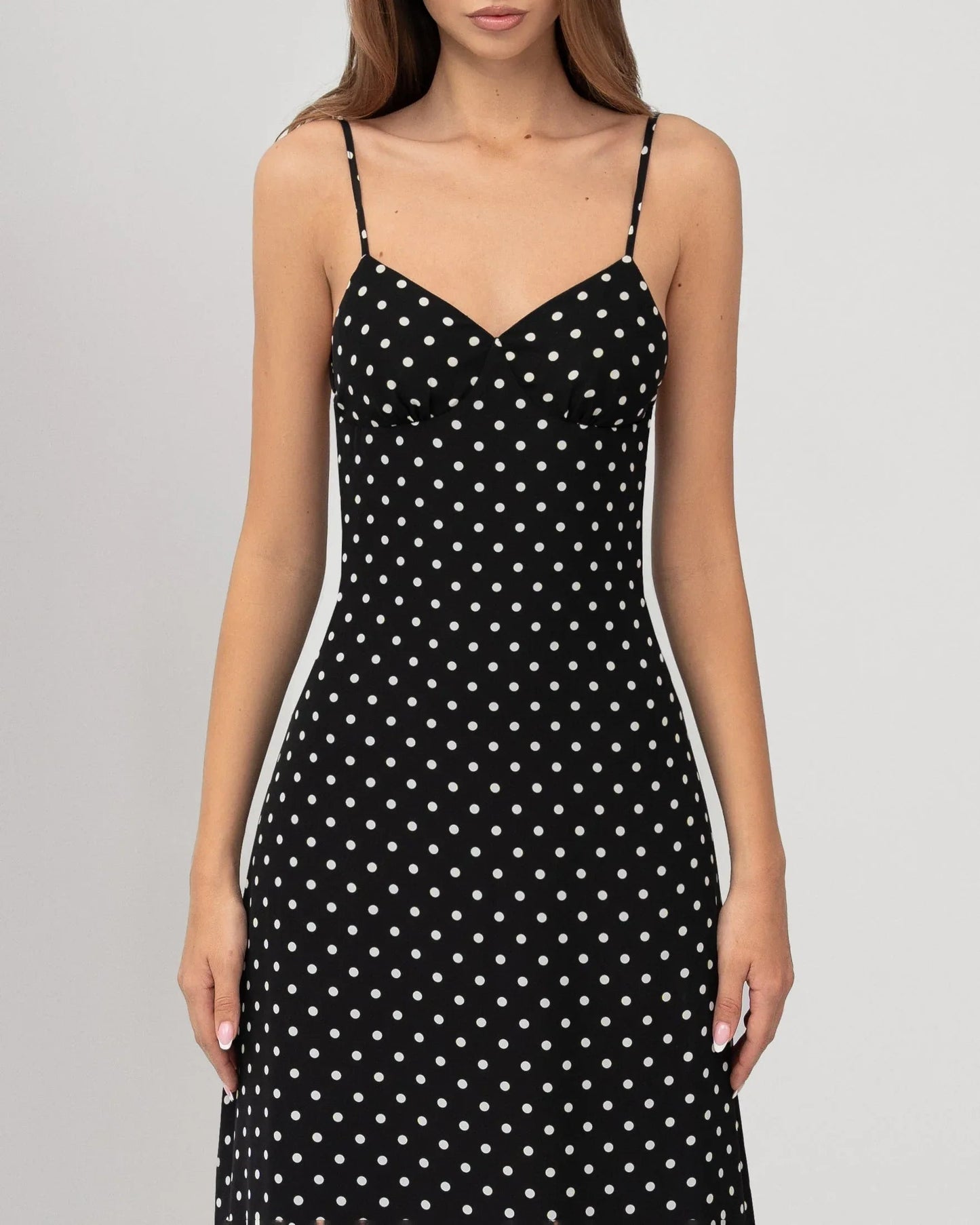 Midnight Muse™ – Polka Maxi Dress (Effortless Cool-Girl Elegance)