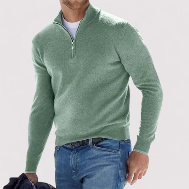Jacob Mens Half-Zip Sweater, Lightweight Warmth in Green