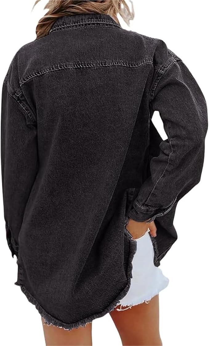 Women's Classic Denim Jacket, Relaxed Fit | Clean Lines, Durable Denim | Brown, Green, Black, Beige or Purple | S–2XL