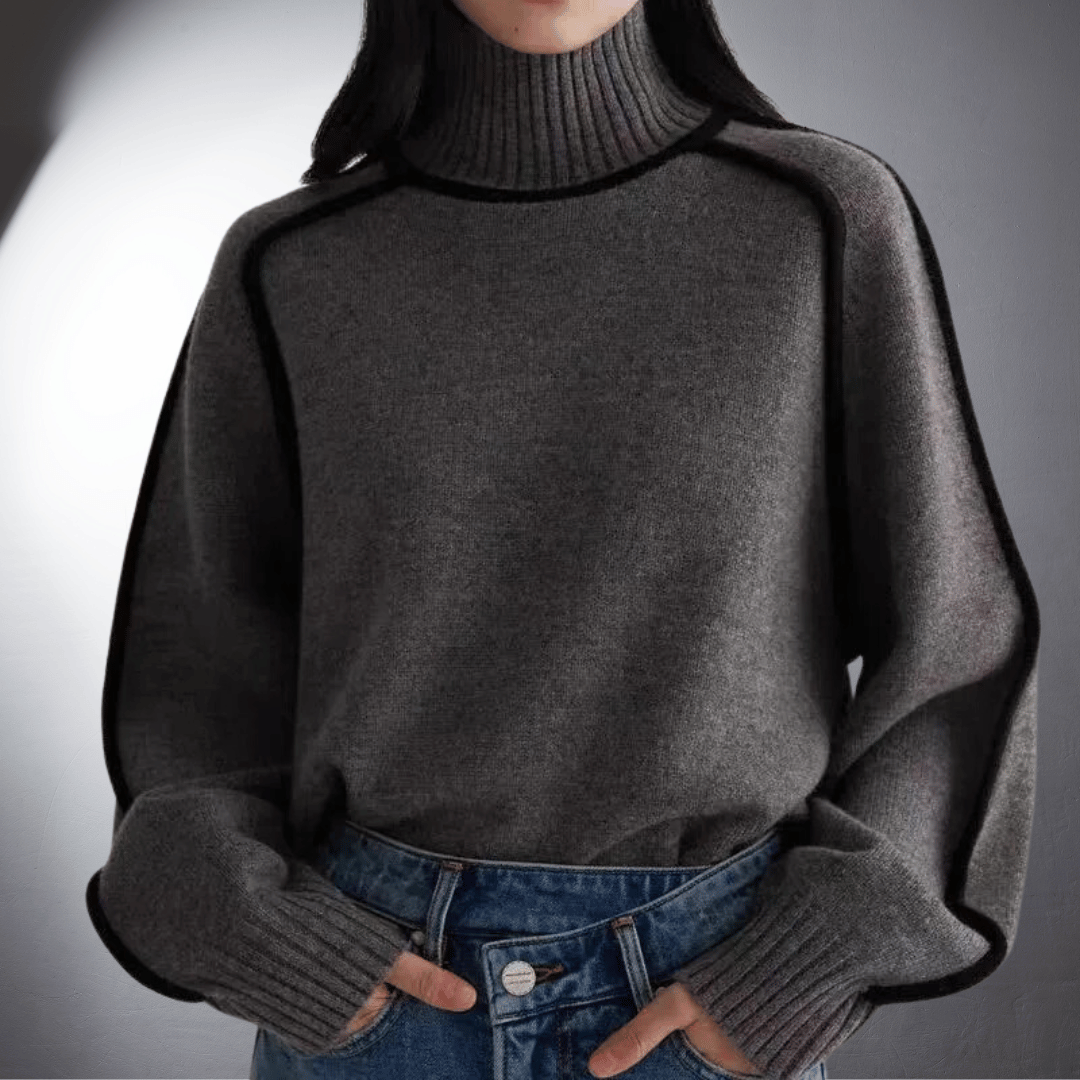 Women's Bio Turtleneck Sweater, Sustainable Design | Ultra-Soft Breathable Feel, Classic Fit | Brown, Grey or Off White | S–XL