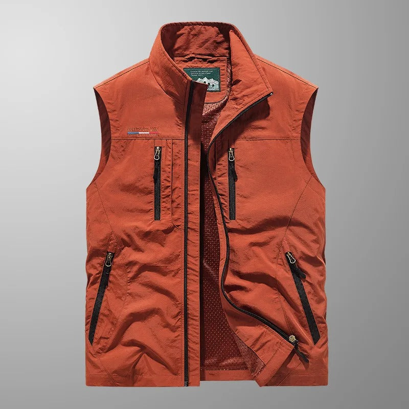 Robin | Herren Cargoweste mit Stehkragen und Zipptaschen — Utility-Vest in 6 Farben M–3XL | Westmere