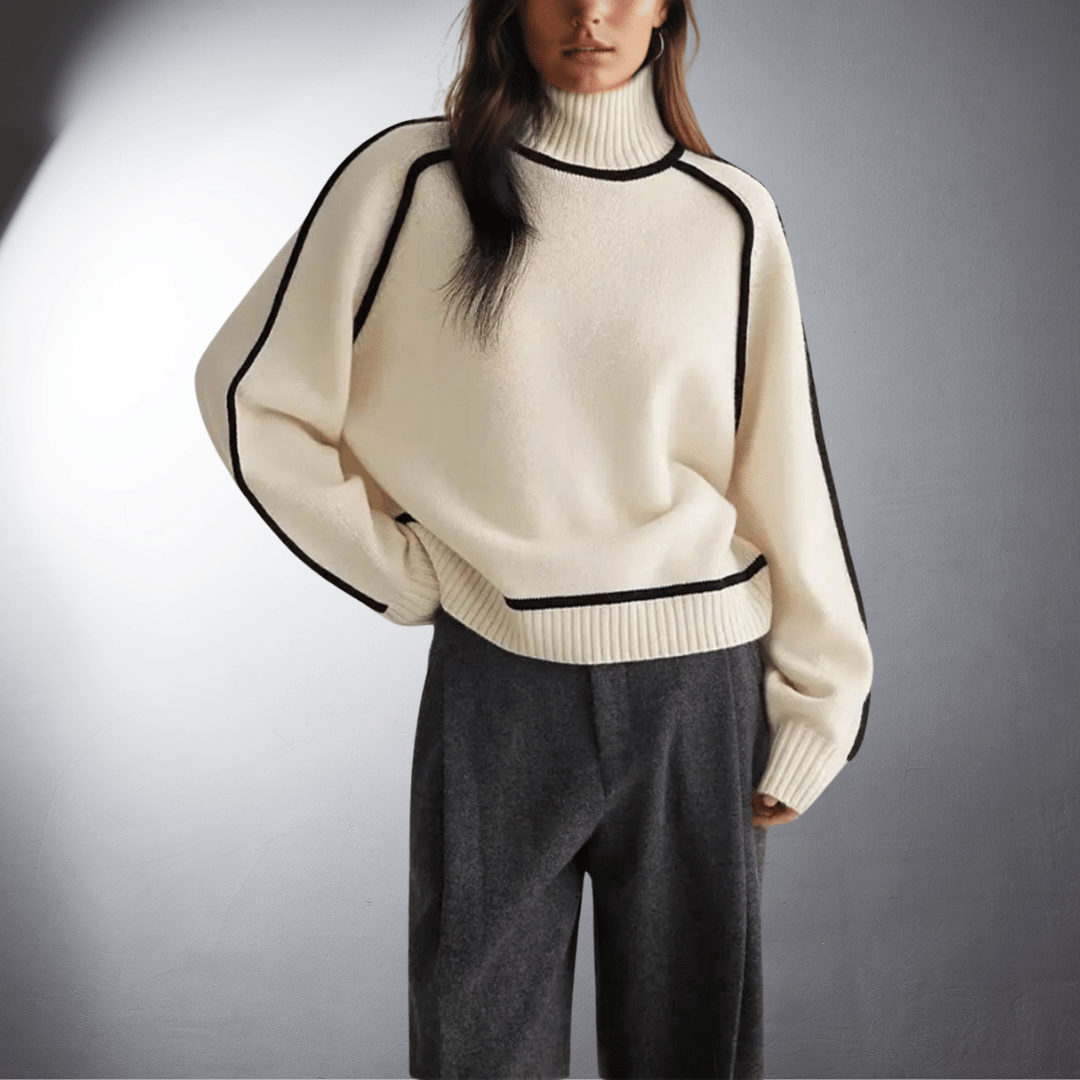 Women's Bio Turtleneck Sweater, Sustainable Design | Ultra-Soft Breathable Feel, Classic Fit | Brown, Grey or Off White | S–XL