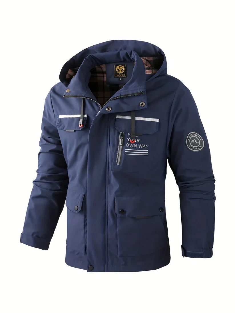 Glen Mens Waterproof Winter Jacket with Hood in Navy