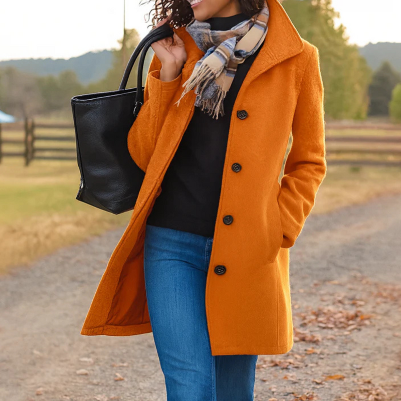 Women's Classic Button-Front Coat, Straight Cut | Warm & Wearable Everyday Layer | 9 Colorways | S–3XL
