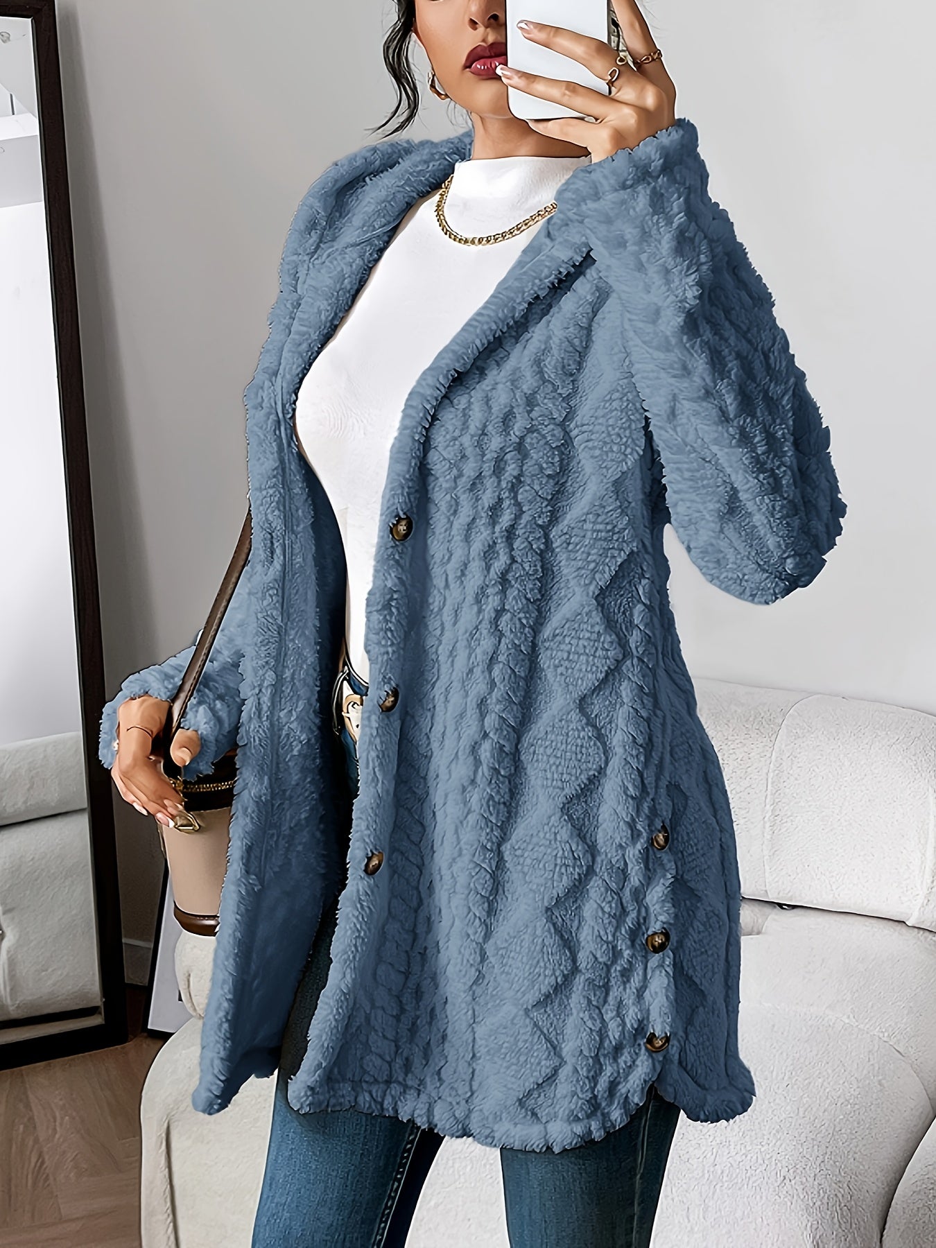 Women's Plush Hooded Cardigan, Ultra-Soft Layer | Roomy Hood, Relaxed Draped Everyday Fit | 8 Colorways | S–2XL