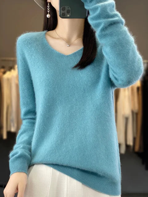 Vespera | Women's Relaxed Fit V-Neck Sweater — Soft Everyday Pullover in 12 Colors | Westmere