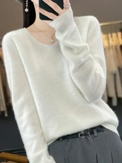 Vespera | Women's Relaxed Fit V-Neck Sweater — Soft Everyday Pullover in 12 Colors | Westmere