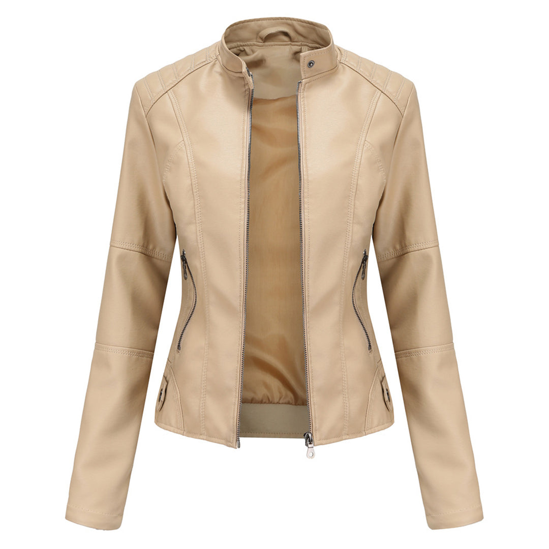 Women's Sleek Modern Jacket | Asymmetrical Zip, Adjustable Collar, Metallic Accents | 6 Colorways | S–3XL