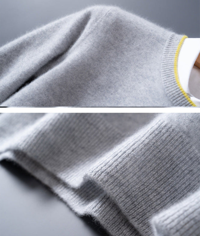 Bennett Mens Cashmere Crewneck Sweater, Contrast Trim