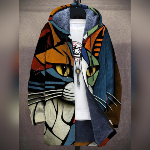 Ashley Womens Cat Print Cardigan Sweater