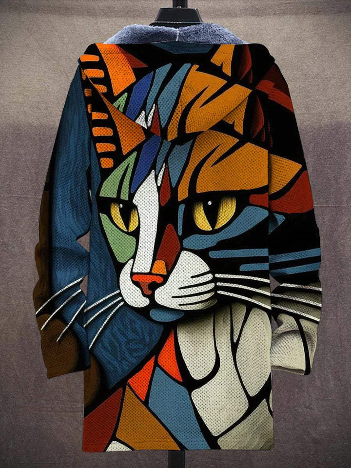 Ashley Womens Cat Print Cardigan Sweater