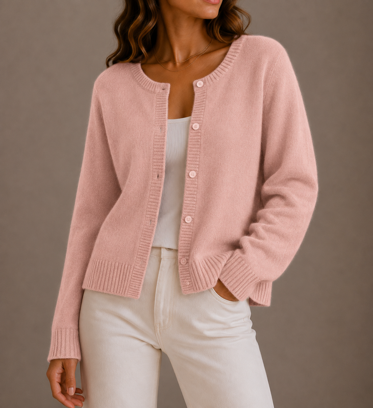 Tiffany Womens Knit Cardigan Sweater in Pink