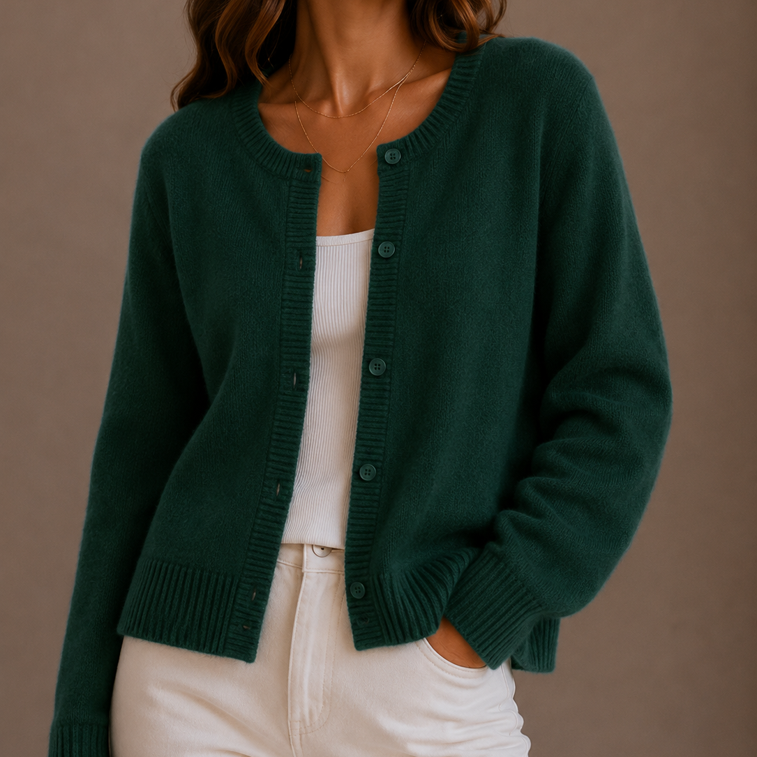 Tiffany Womens Knit Cardigan Sweater in Green