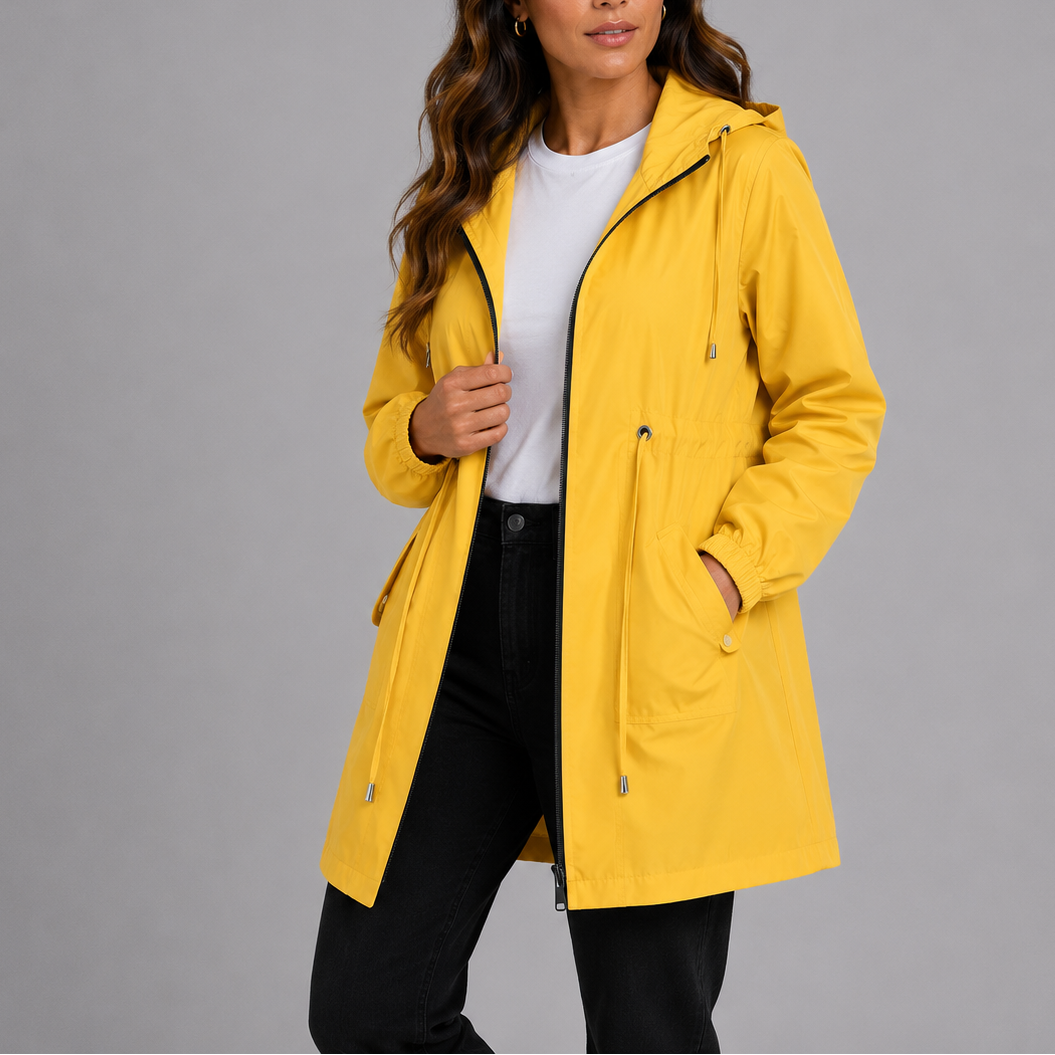 Melissa Womens Waterproof Rain Coat with Hood in Yellow