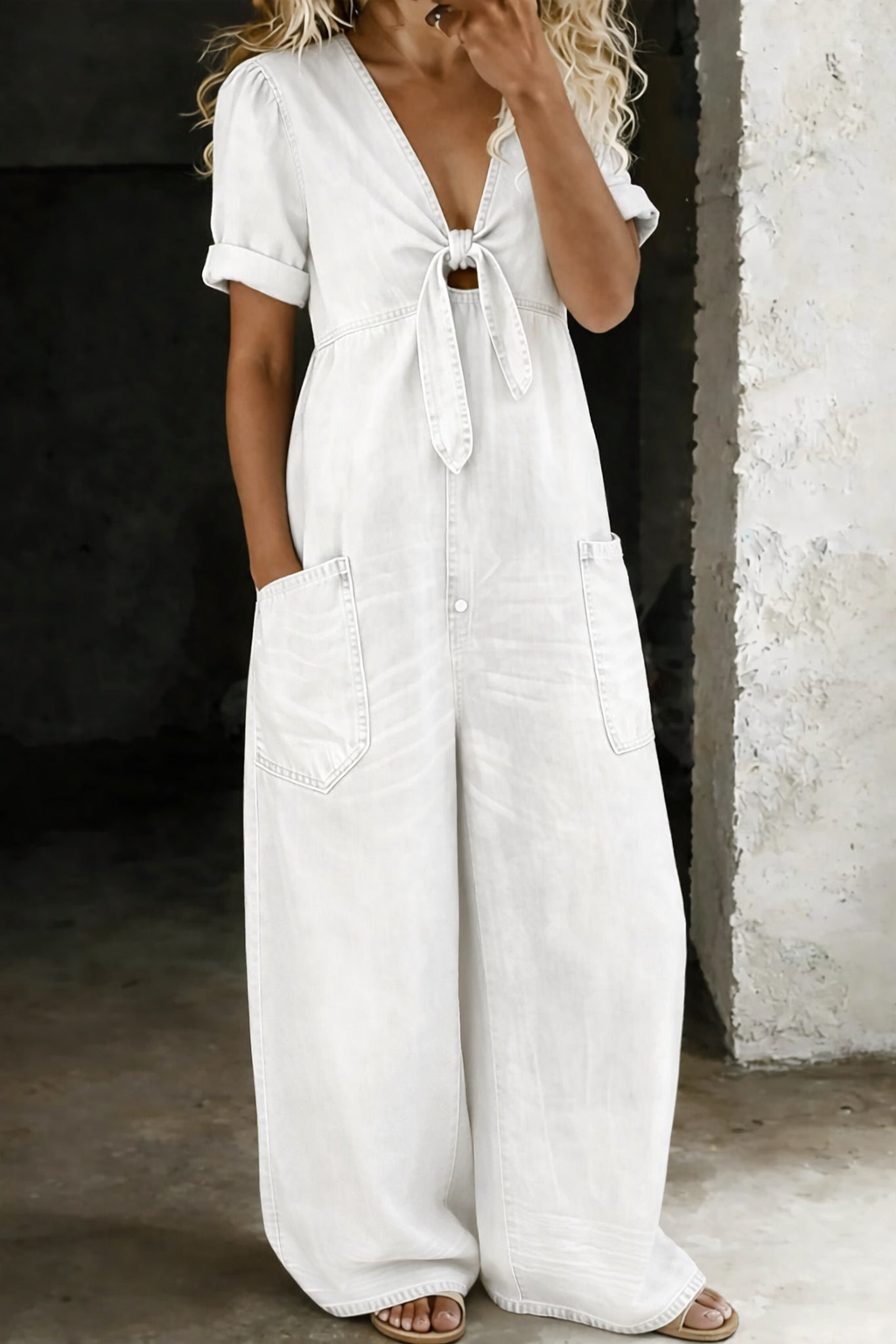 Mareale™ | V Neck Short Sleeve Jumpsuit