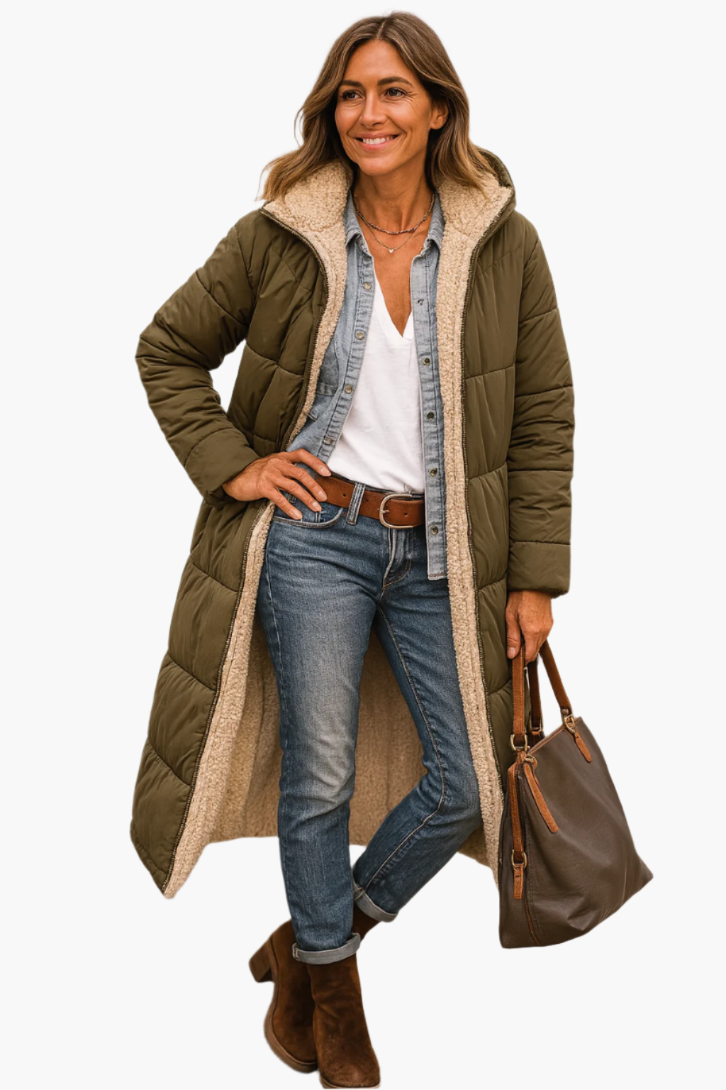 Quilted Fleece Lined Full-Length Puffer Coat for Women – Warmth And Cozy Comfort