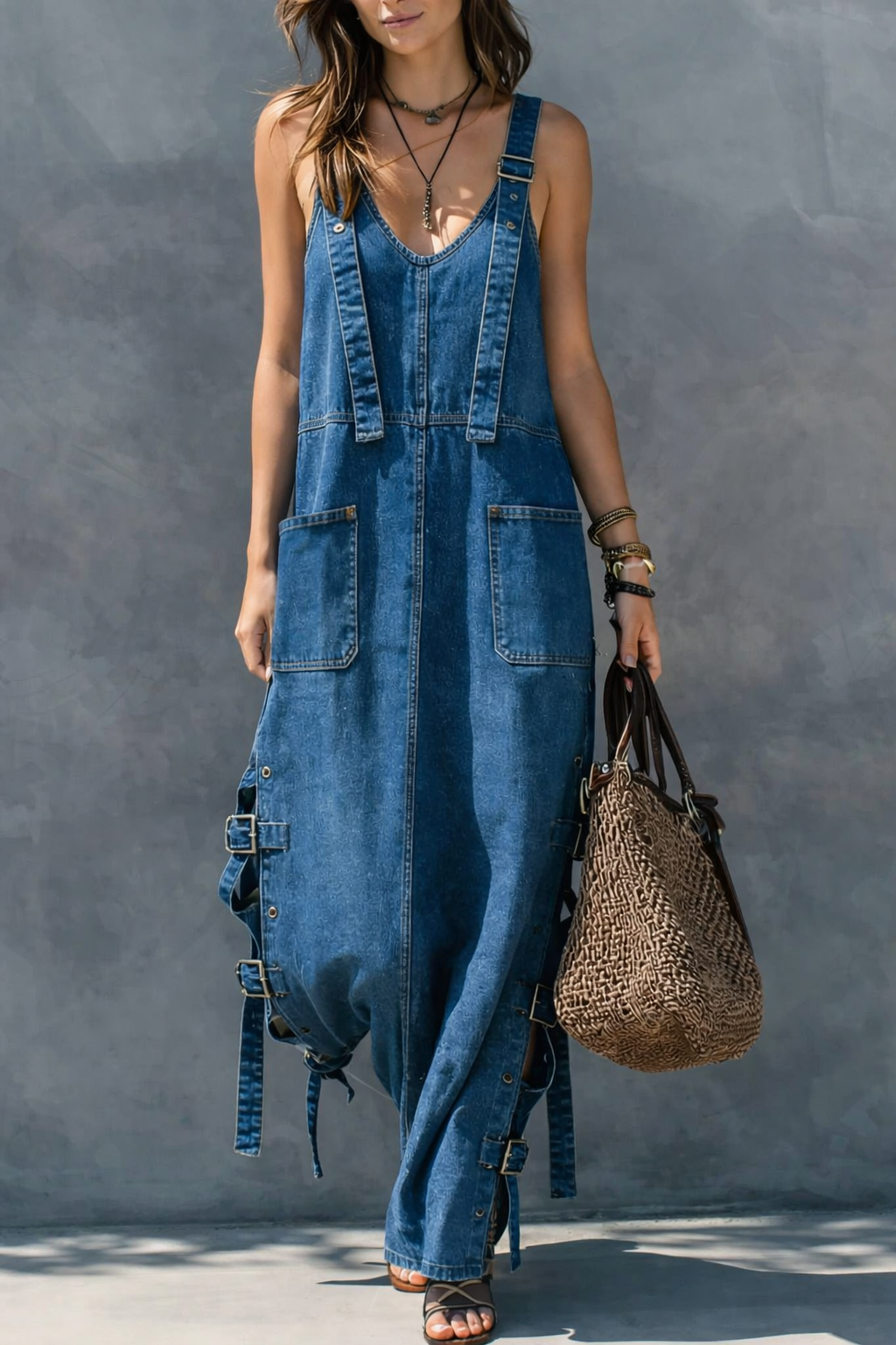 Alodia™ | Elastic Waist Denim Jumpsuit
