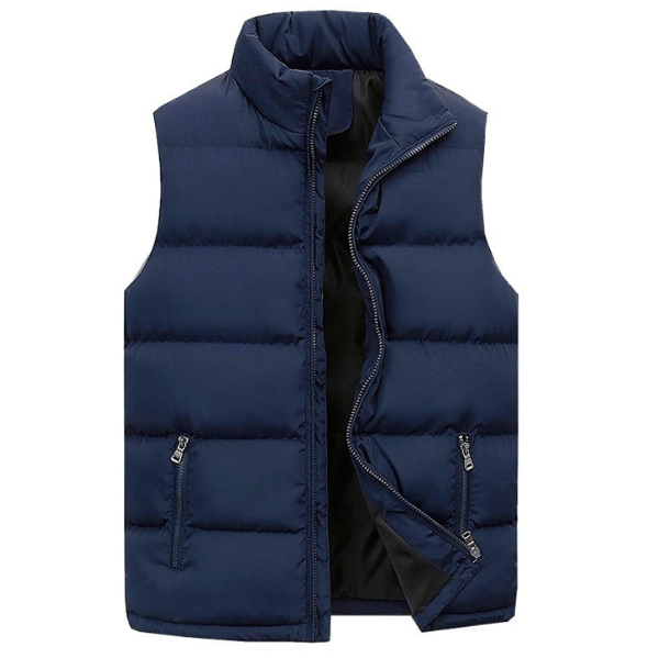 Steven Mens Padded Gilet Vest with Stand Collar in Blue
